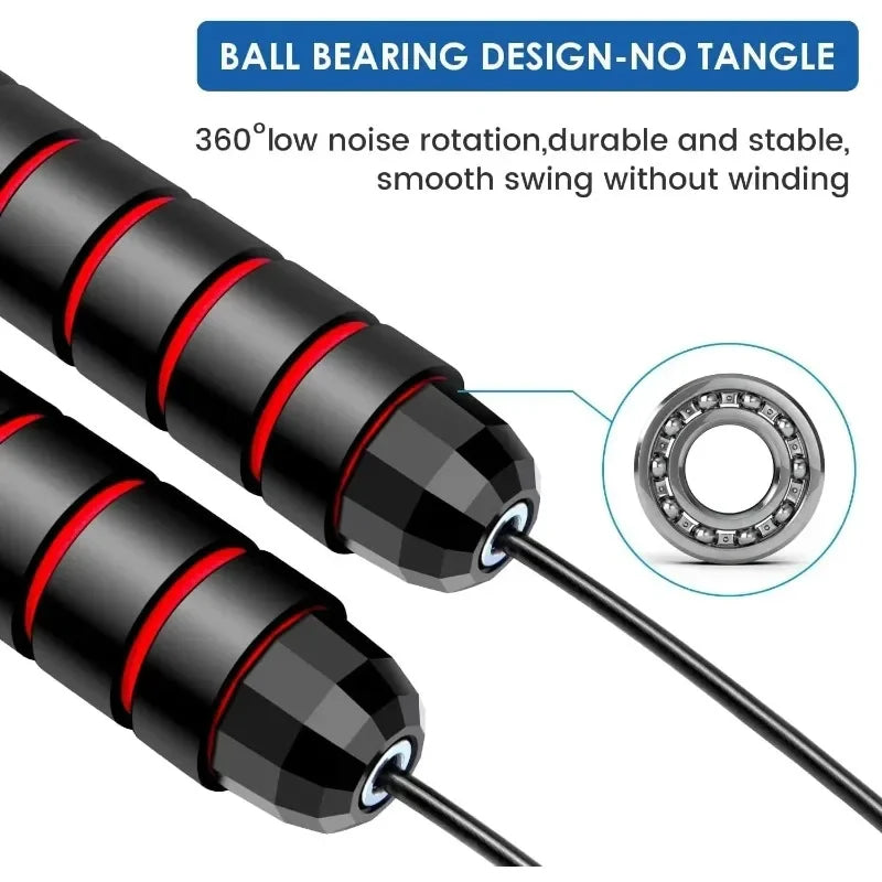 Adjustable Speed Jump Rope with Ball Bearings – Tangle-Free Steel Wire Skipping Rope with Foam Handles for Fitness & Weight Loss