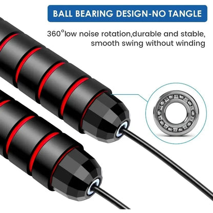 Adjustable Speed Jump Rope with Ball Bearings – Tangle-Free Steel Wire Skipping Rope with Foam Handles for Fitness & Weight Loss
