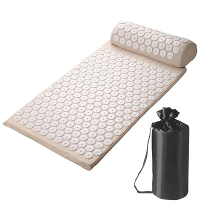 Acupressure Pillow & Mat Set with Storage Bag – Neck, Back & Foot Massage Pads for Pain Relief & Relaxation
