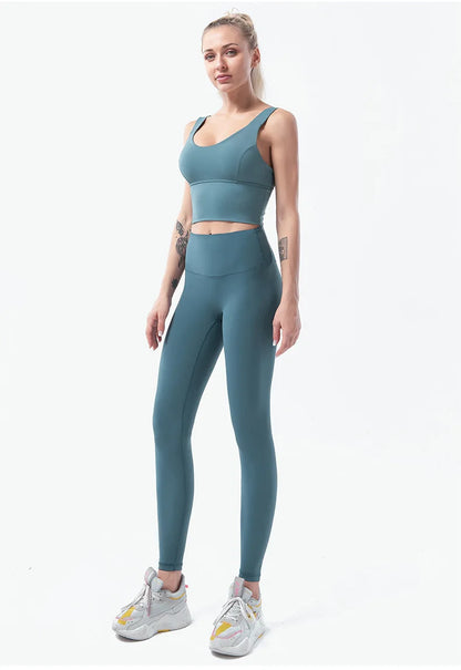 Naked-Feel Yoga Set Yoga Leggings Set Women Fitness Suit For Yoga Clothes High Waist Gym Sexy Sport Wear Outdoor Active Bras