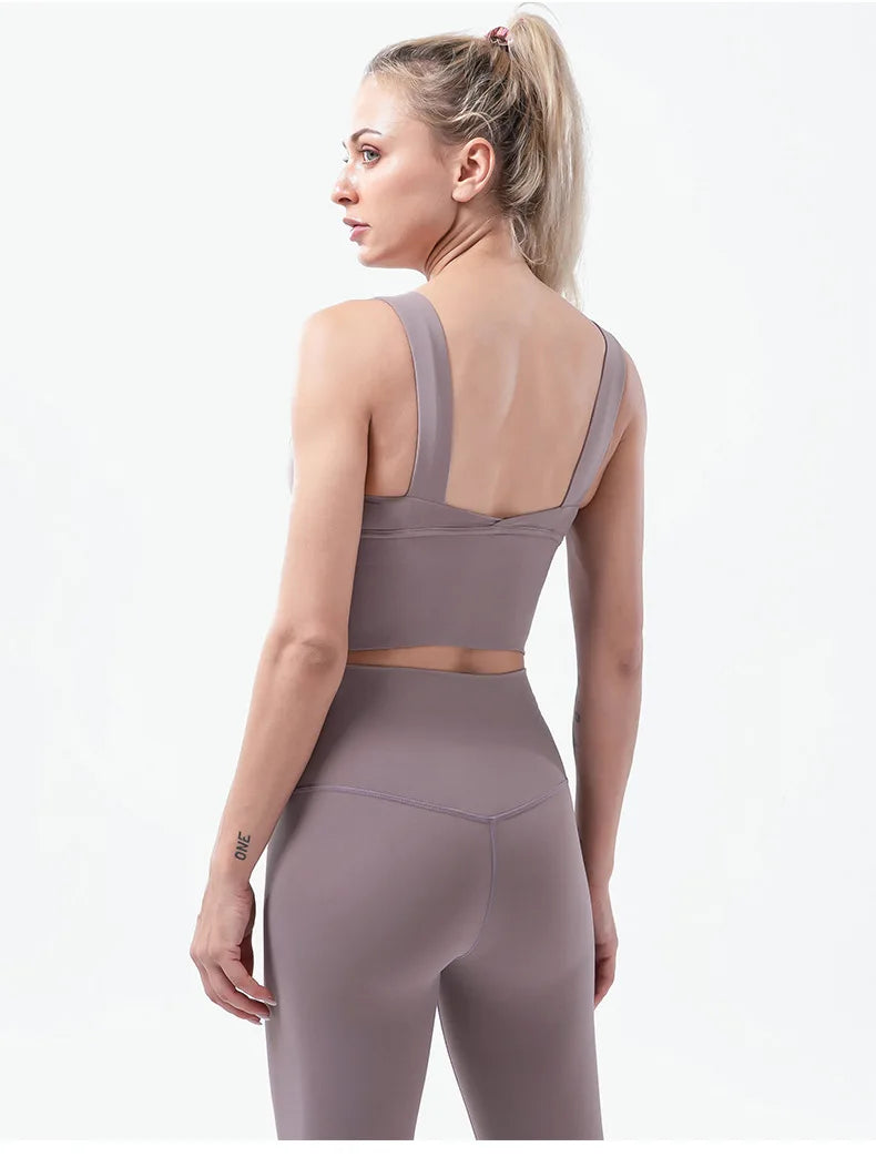 Naked-Feel Yoga Set Yoga Leggings Set Women Fitness Suit For Yoga Clothes High Waist Gym Sexy Sport Wear Outdoor Active Bras