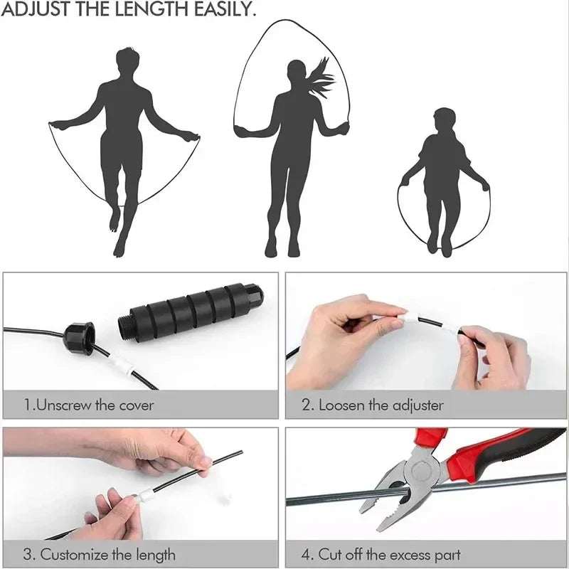 Adjustable Speed Jump Rope with Ball Bearings – Tangle-Free Steel Wire Skipping Rope with Foam Handles for Fitness & Weight Loss