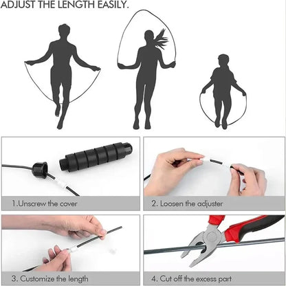 Adjustable Speed Jump Rope with Ball Bearings – Tangle-Free Steel Wire Skipping Rope with Foam Handles for Fitness & Weight Loss