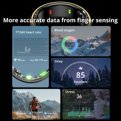 R06 Smart Ring – Health Monitor for Men & Women | Waterproof IP68 5ATM Fitness Tracker with Heart Rate, Blood Oxygen & Sleep Tracking