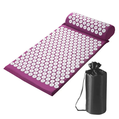 Acupressure Pillow & Mat Set with Storage Bag – Neck, Back & Foot Massage Pads for Pain Relief & Relaxation