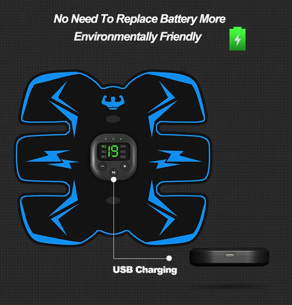 USB Rechargeable EMS Muscle Stimulator – Electric Abdominal & Arm Trainer, Pain Relief & Fitness Massager