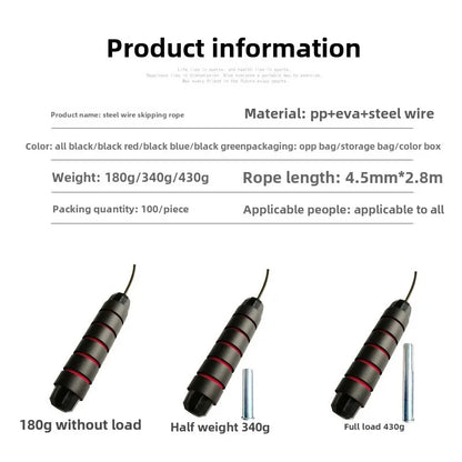 Steel Wire Skipping Rope with Bearings | Adjustable Speed Jump Rope for Fitness & Weight Loss