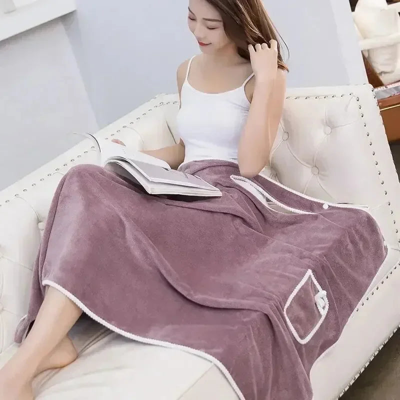 Wearable Women’s Bath Towel Robe – Fast Drying Spa, Beach & Shower Wrap 140×85cm