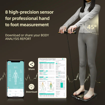 Smart Bioimpedance Scale – 8 Electrode Body Fat Scale with BMI, Weight, Muscle & Water Analyzer