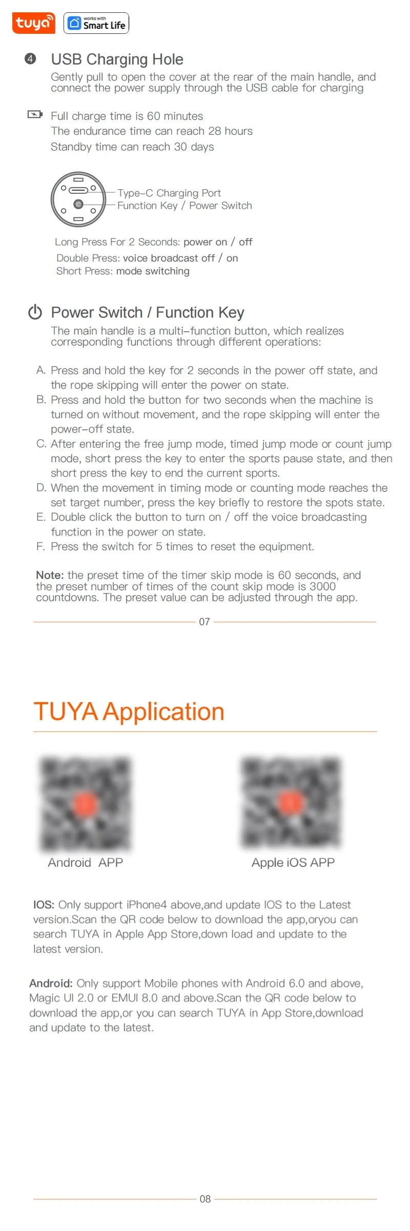 Tuya Smart Jump Rope with LED Display & App Tracking – Digital Skipping Rope for Fitness, Gym & Crossfit