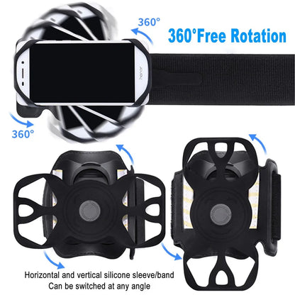 360° Rotatable Running Armband Phone Holder – Adjustable Sports Wristband for 4–7 inch Smartphones