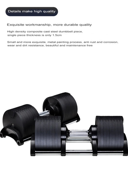 Adjustable Dumbbell Set – 2nd Generation Round Weights, 24kg/36kg, 2kg Increment, Home & Gym Fitness