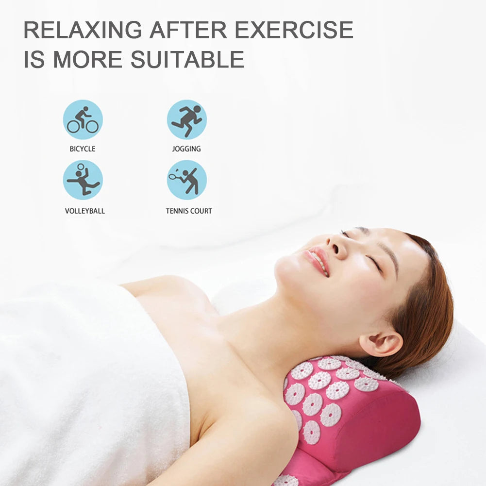 Acupressure Pillow & Mat Set with Storage Bag – Neck, Back & Foot Massage Pads for Pain Relief & Relaxation