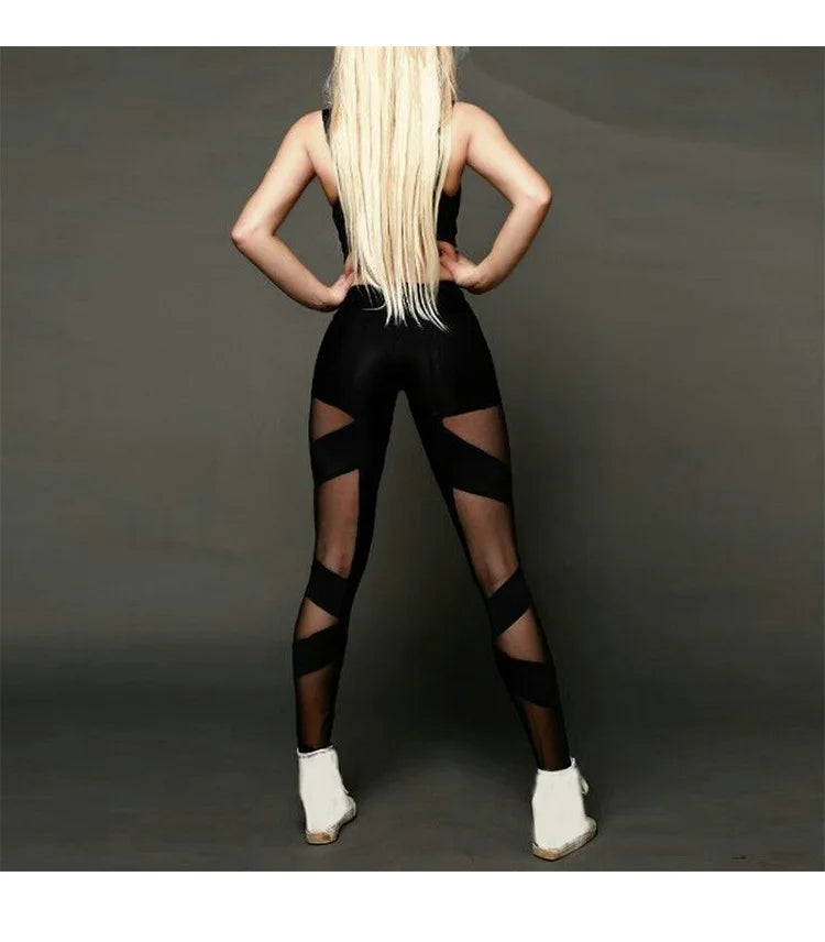 High Waist Black Mesh Leggings for Women – Sexy See-Through Yoga & Gym Pants