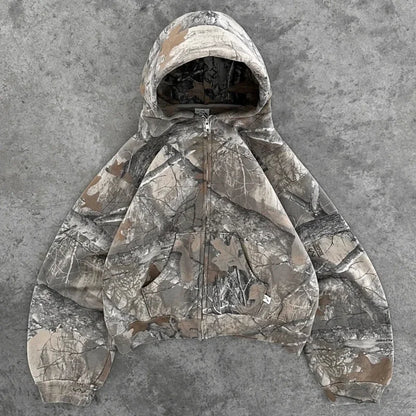 Y2K Camouflage Zip-Up Hoodie – Harajuku Hip Hop Oversized Streetwear for Men & Women