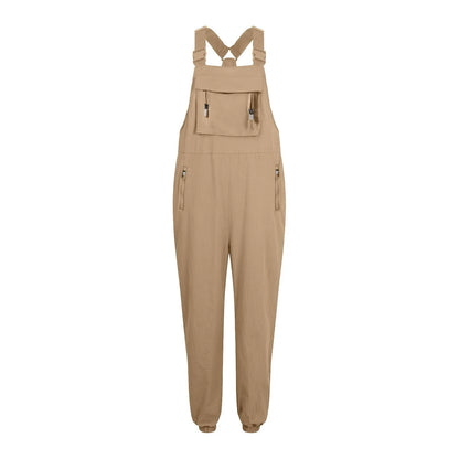 Women’s Casual Sleeveless Wide-Leg Jumpsuit with Pockets – Adjustable Straps
