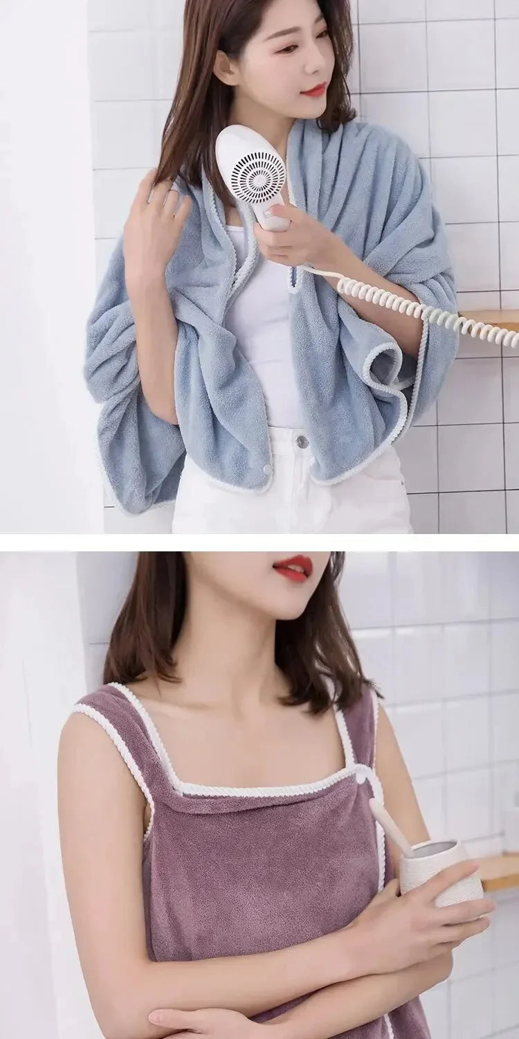 Wearable Women’s Bath Towel Robe – Fast Drying Spa, Beach & Shower Wrap 140×85cm