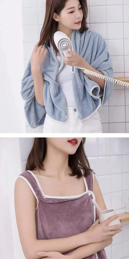 Wearable Women’s Bath Towel Robe – Fast Drying Spa, Beach & Shower Wrap 140×85cm
