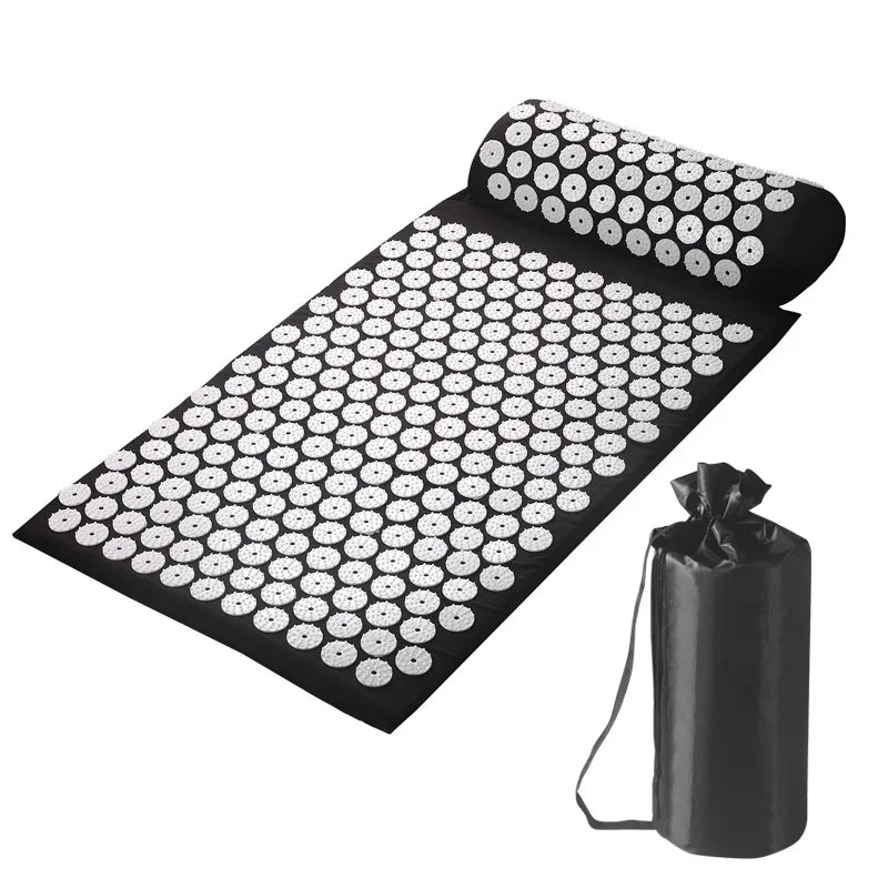 Acupressure Pillow & Mat Set with Storage Bag – Neck, Back & Foot Massage Pads for Pain Relief & Relaxation