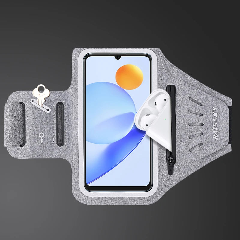 HAISSKY Running Armband Phone Holder for iPhone & Android – Waterproof Sports Arm Bag with Zipper Pocket for Gym, Jogging & Cycling