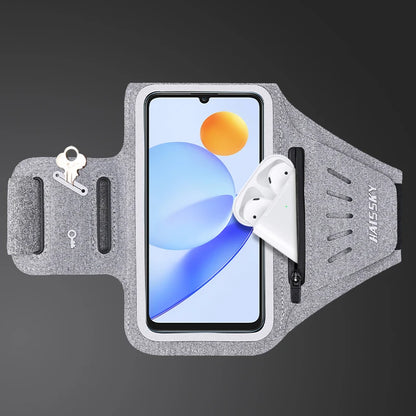HAISSKY Running Armband Phone Holder for iPhone & Android – Waterproof Sports Arm Bag with Zipper Pocket for Gym, Jogging & Cycling