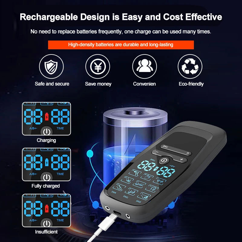EMS Muscle Stimulator TENS Unit | Low Frequency Pulse Digital Body Massager for Pain Relief & Relaxation