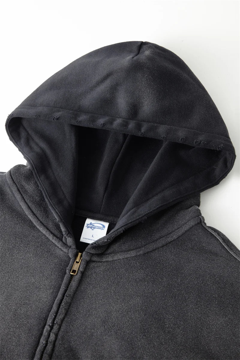 Unisex Oversized Zip Hoodie – Plush Tie-Dye Gradient | Cozy Winter Streetwear