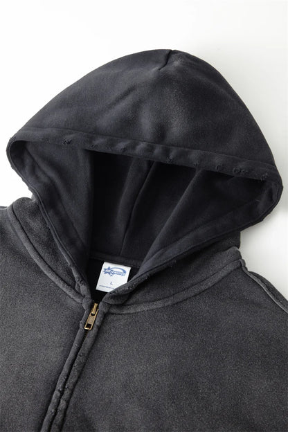 Unisex Oversized Zip Hoodie – Plush Tie-Dye Gradient | Cozy Winter Streetwear