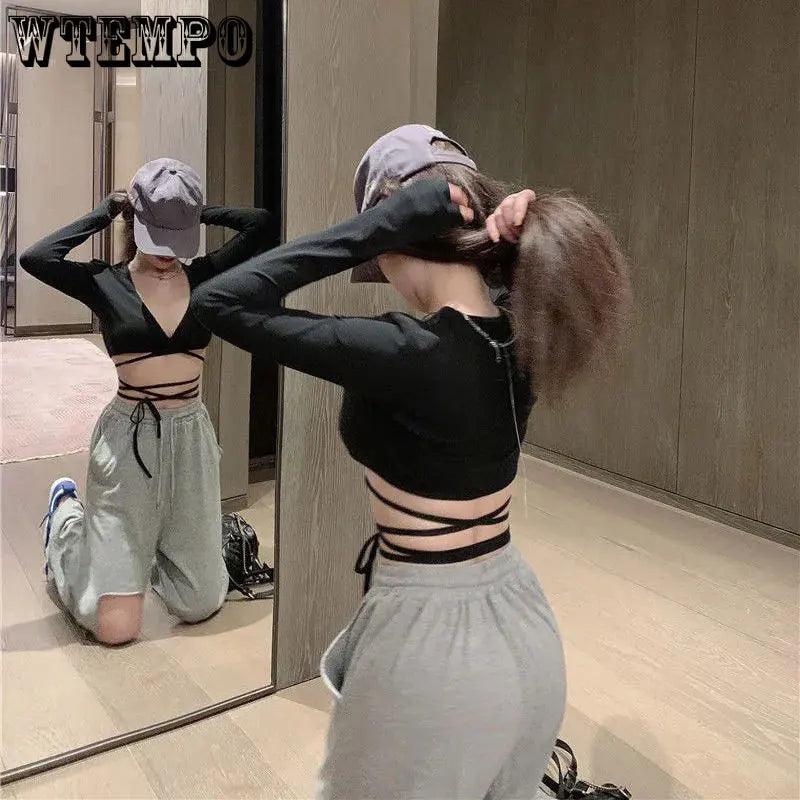 Women’s Corset Crop Top – Long Sleeve Y2K Style, Slim-Fit for Summer