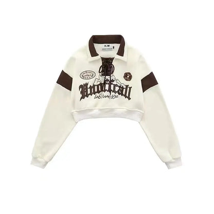 Crop Tops Vintage Hoodies for Women Streetwear Letter Embroidery Bandage Sweatshirt 2025 Ropa Mujer Casual Fashion Y2k Hoodie