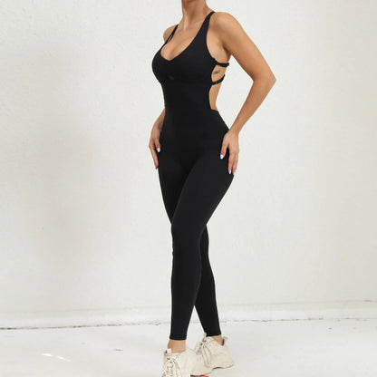 Women's Yoga Jumpsuit – One-Piece Adjustable Sport Bodysuit with Built-In Bra | Activewear for Workout & Dance