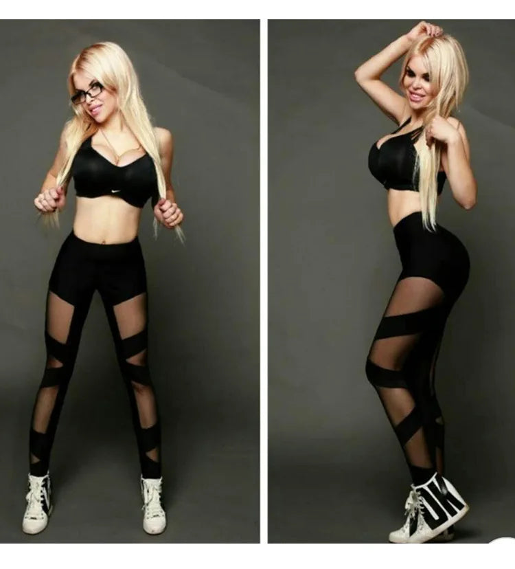 High Waist Black Mesh Leggings for Women – Sexy See-Through Yoga & Gym Pants