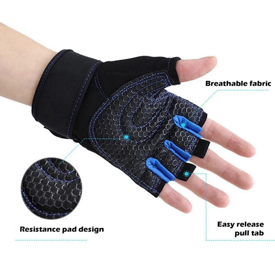 Workout Gloves with Wrist Wrap – Half Finger Training Gloves for Men & Women, Weight Lifting & Fitness