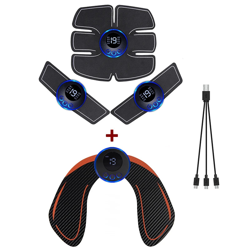 USB Rechargeable EMS Muscle Stimulator – Electric Hip & Abdominal Trainer, Pain Relief & Fitness Massager