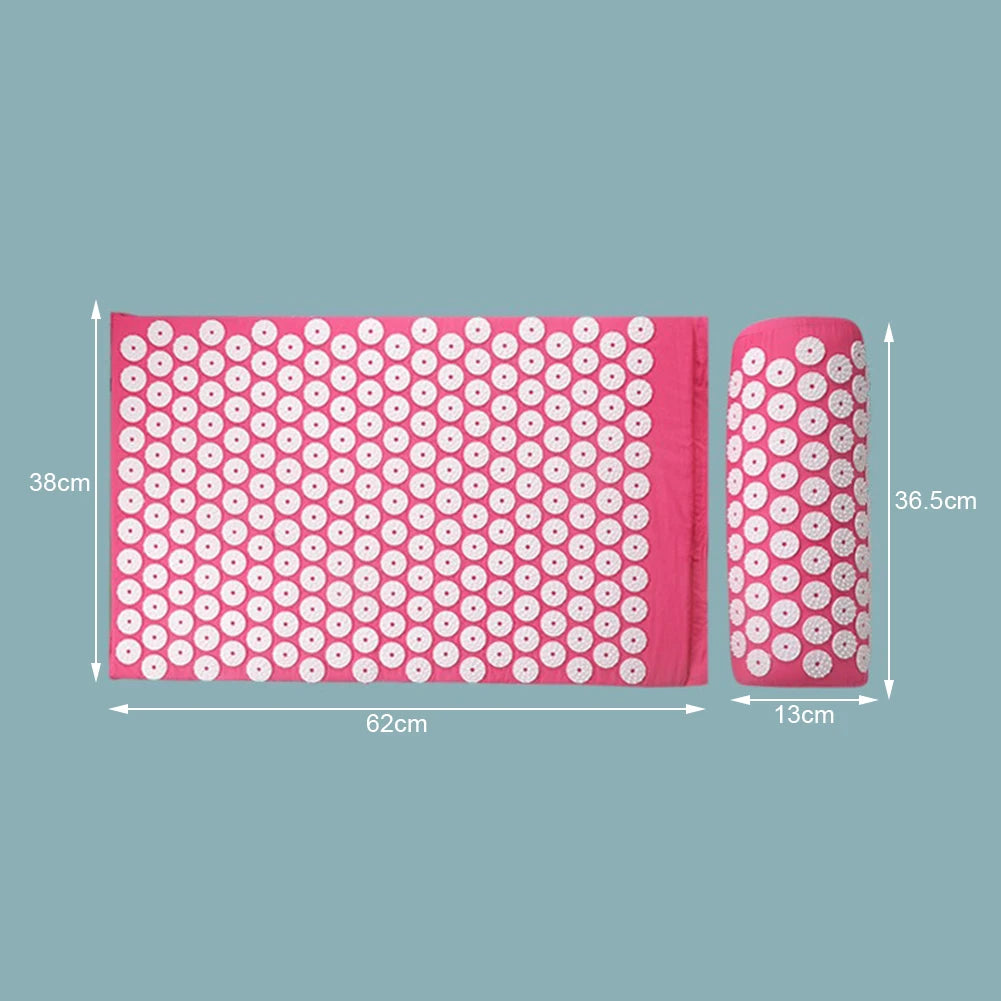 Acupressure Pillow & Mat Set with Storage Bag – Neck, Back & Foot Massage Pads for Pain Relief & Relaxation