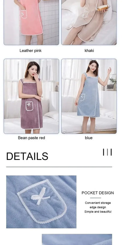 Wearable Women’s Bath Towel Robe – Fast Drying Spa, Beach & Shower Wrap 140×85cm