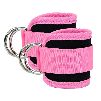 Adjustable Gym Ankle Straps with Double D-Ring | Neoprene Padded Cuffs for Cable Machine Leg & Glute Workout