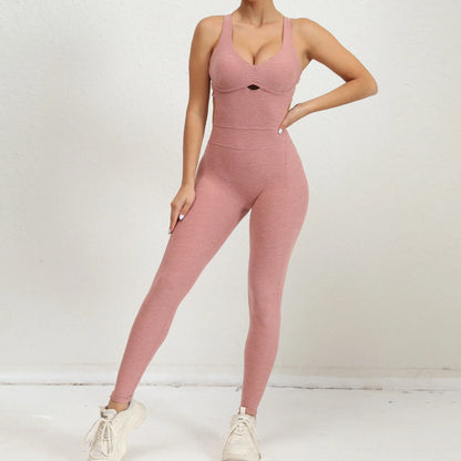 Women's Yoga Jumpsuit – One-Piece Adjustable Sport Bodysuit with Built-In Bra | Activewear for Workout & Dance