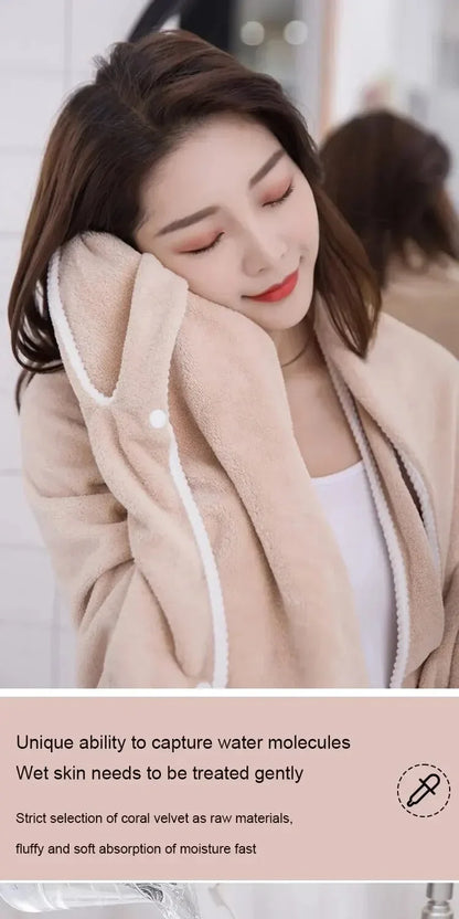 Wearable Women’s Bath Towel Robe – Fast Drying Spa, Beach & Shower Wrap 140×85cm