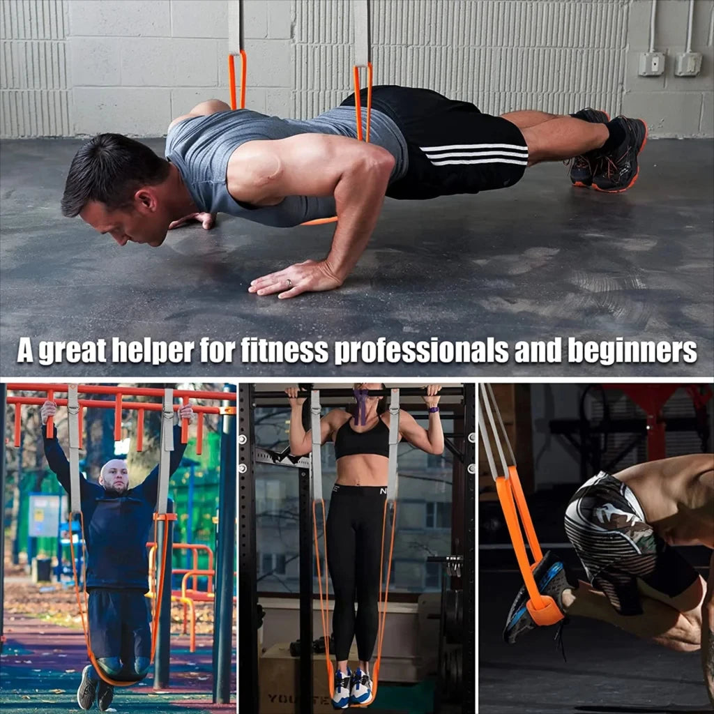 Pull Up Assistance Bands Set – Adjustable Resistance Straps with Knee/Feet Support