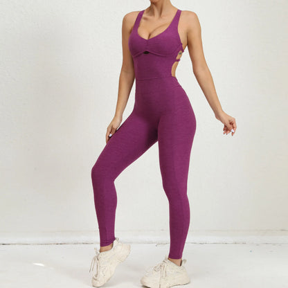 Women's Yoga Jumpsuit – One-Piece Adjustable Sport Bodysuit with Built-In Bra | Activewear for Workout & Dance