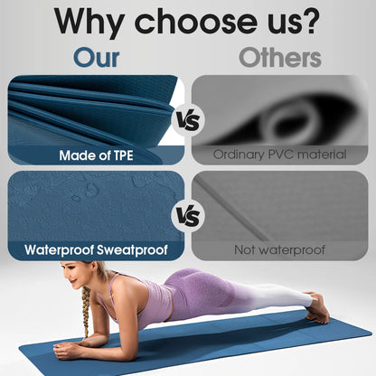 TPE Yoga Mat | Foldable Non-Slip Pilates & Meditation Mat | Lightweight & Shock Absorbing