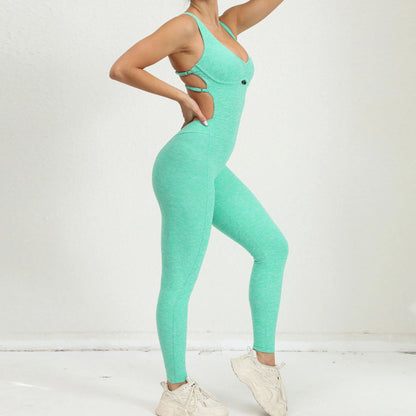 Women's Yoga Jumpsuit – One-Piece Adjustable Sport Bodysuit with Built-In Bra | Activewear for Workout & Dance