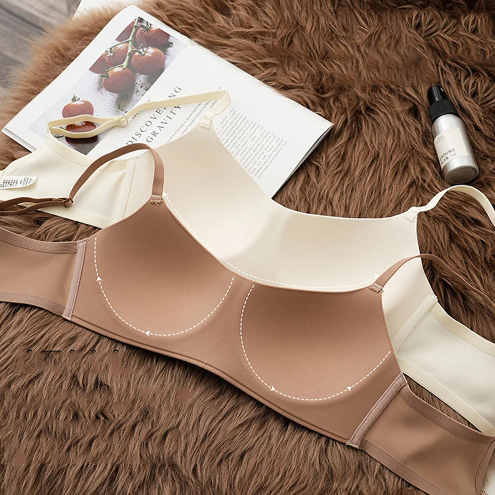 Seamless Wireless Push Up Bra for Women – Deep V Comfort Bralette | Everyday & Sports Support