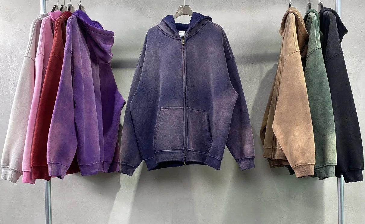 Unisex Oversized Zip Hoodie – Plush Tie-Dye Gradient | Cozy Winter Streetwear