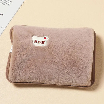 Rechargeable Electric Hot Water Bag with Rabbit Fur Cover – Reusable Hand Warmer & Heat Pack