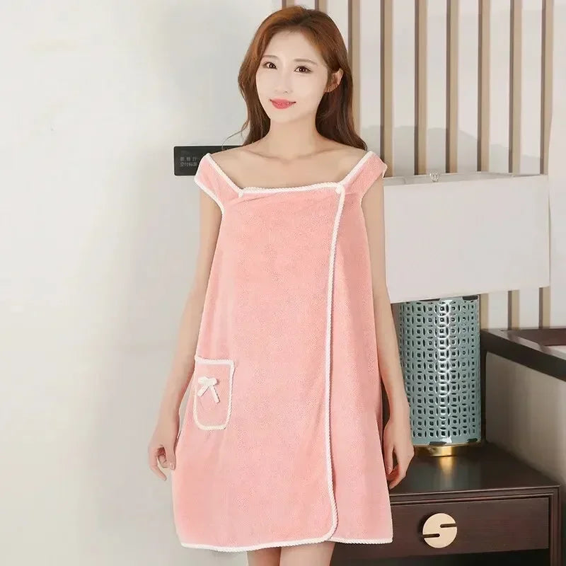 Wearable Women’s Bath Towel Robe – Fast Drying Spa, Beach & Shower Wrap 140×85cm