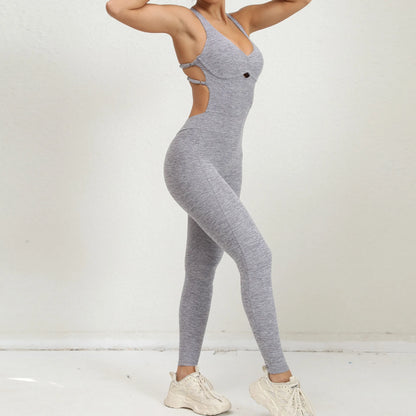 Women's Yoga Jumpsuit – One-Piece Adjustable Sport Bodysuit with Built-In Bra | Activewear for Workout & Dance