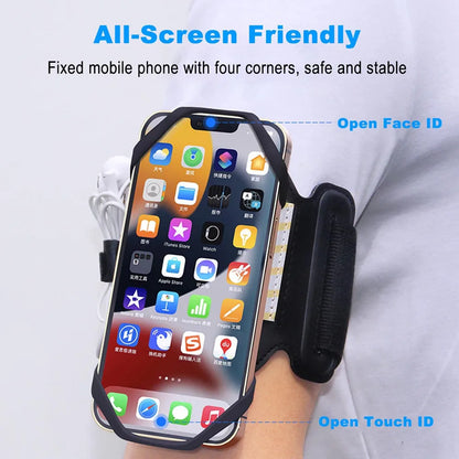 360° Rotatable Running Armband Phone Holder – Adjustable Sports Wristband for 4–7 inch Smartphones