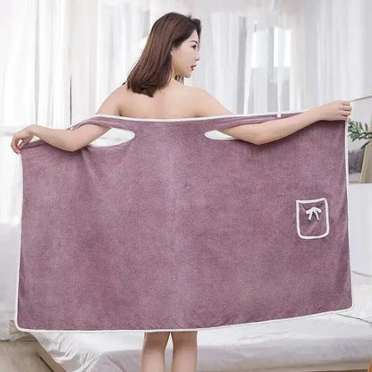 Wearable Women’s Bath Towel Robe – Fast Drying Spa, Beach & Shower Wrap 140×85cm